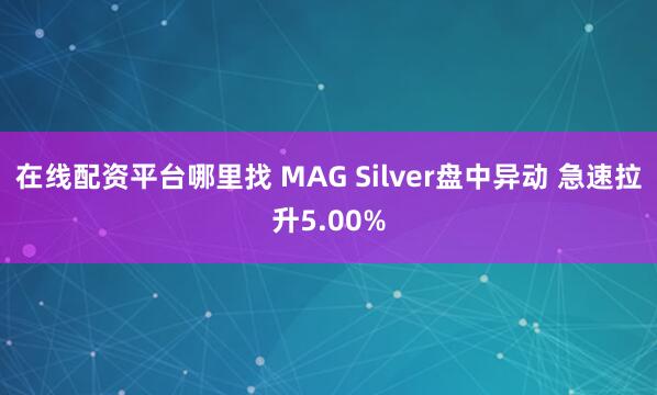 在线配资平台哪里找 MAG Silver盘中异动 急速拉升5.00%