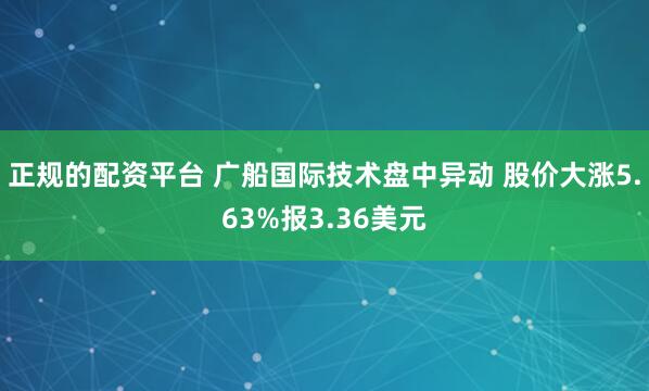 正规的配资平台 广船国际技术盘中异动 股价大涨5.63%报3.36美元