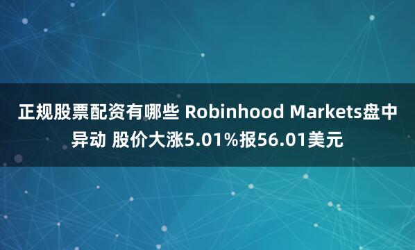 正规股票配资有哪些 Robinhood Markets盘中异动 股价大涨5.01%报56.01美元