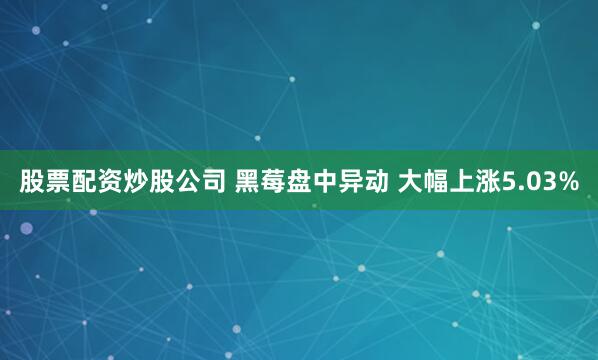 股票配资炒股公司 黑莓盘中异动 大幅上涨5.03%