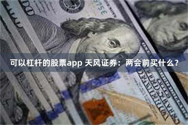 可以杠杆的股票app 天风证券：两会前买什么？