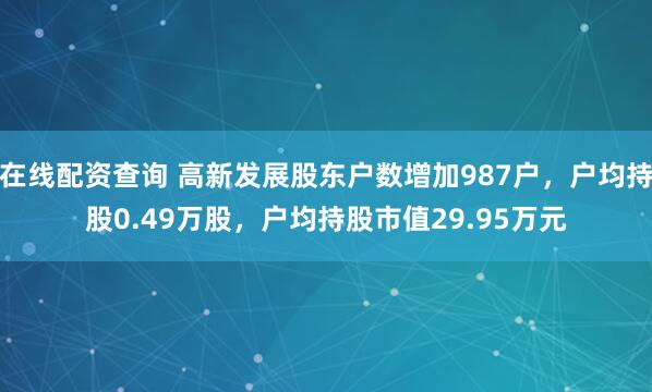 在线配资查询 高新发展股东户数增加987户，户均持股0.49万股，户均持股市值29.95万元