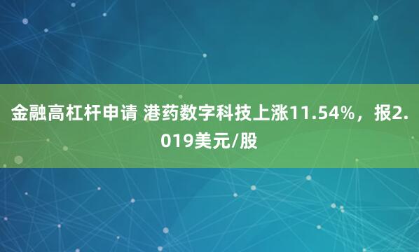 金融高杠杆申请 港药数字科技上涨11.54%，报2.019美元/股