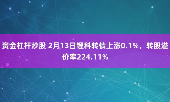 资金杠杆炒股 2月13日锂科转债上涨0.1%，转股溢价率224.11%