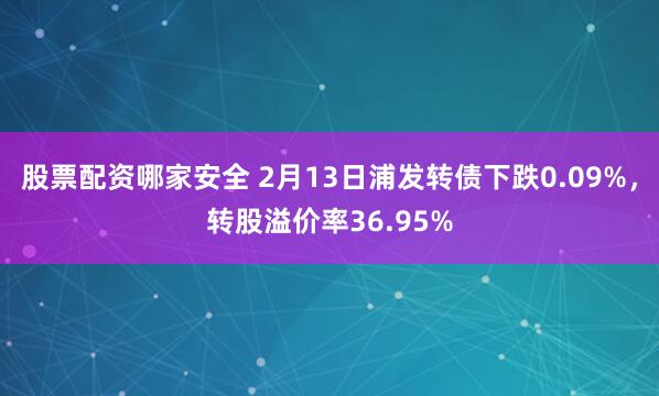 股票配资哪家安全 2月13日浦发转债下跌0.09%，转股溢价率36.95%