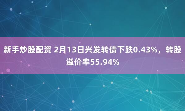 新手炒股配资 2月13日兴发转债下跌0.43%，转股溢价率55.94%